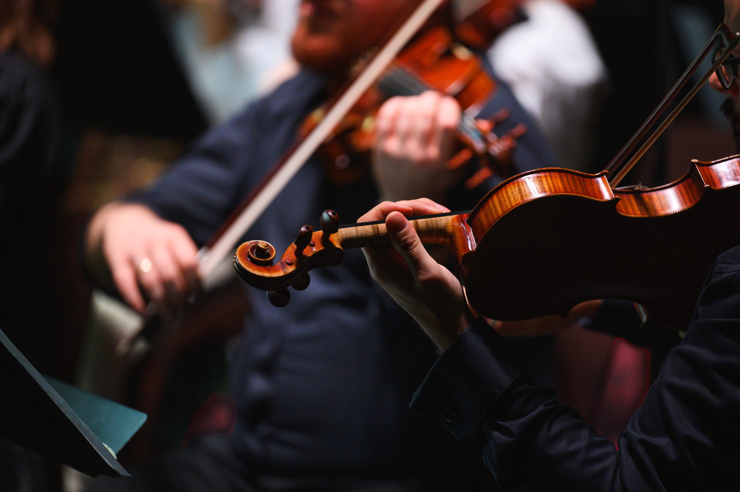 detail of a violin during an orchestra concert
